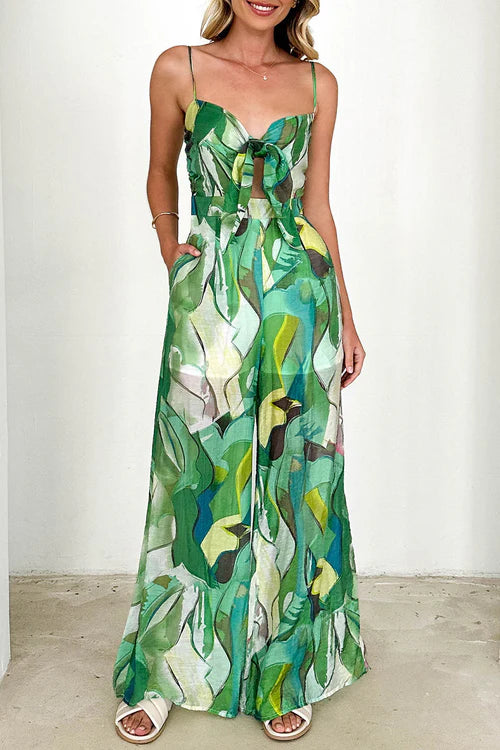 FloraVibe – Dames Floral Print V-Hals Jumpsuit