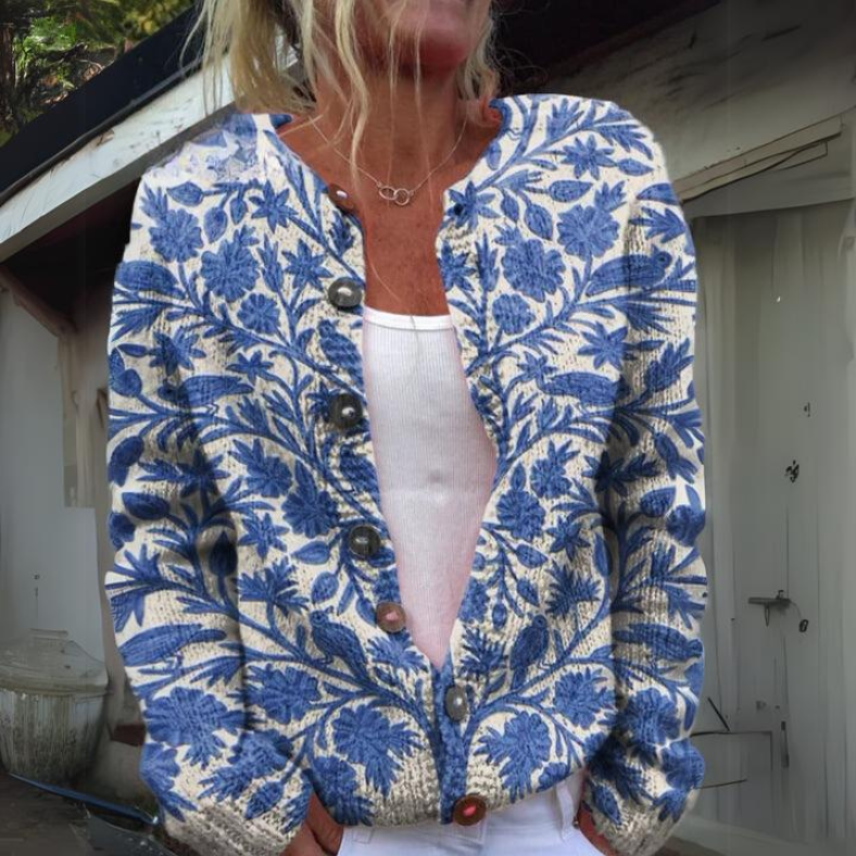 Flora – Gebloemde Knoopcardigan