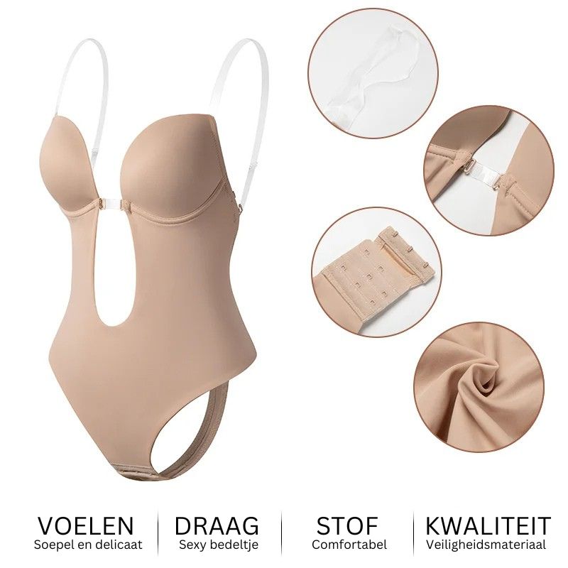 Zara – Vormgevende Body Shaper met Diepe V en Rugloze Ontwerp