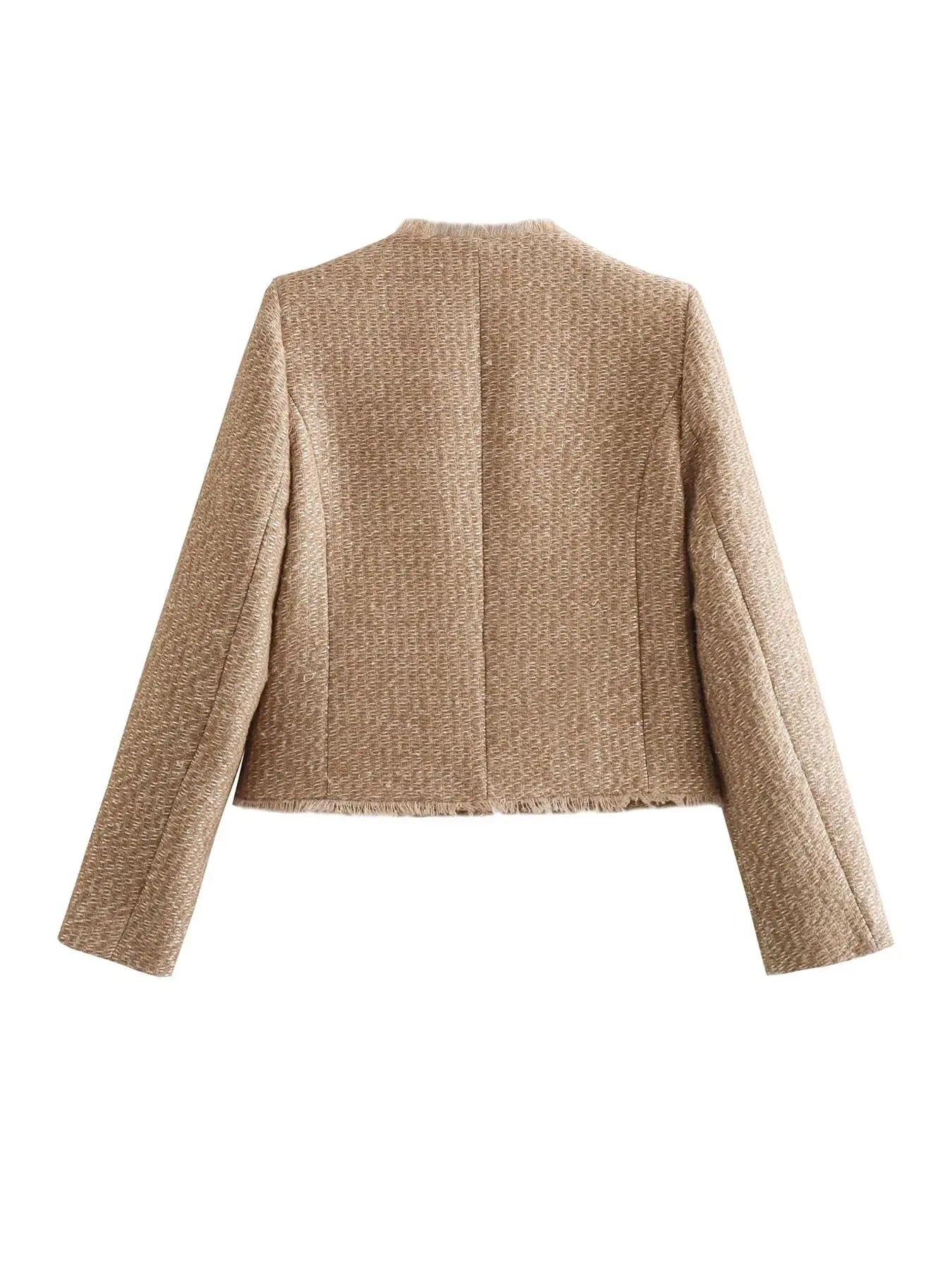 Elara Bouclé Blazer – Luxe Tijdloosheid met Gouden Accenten