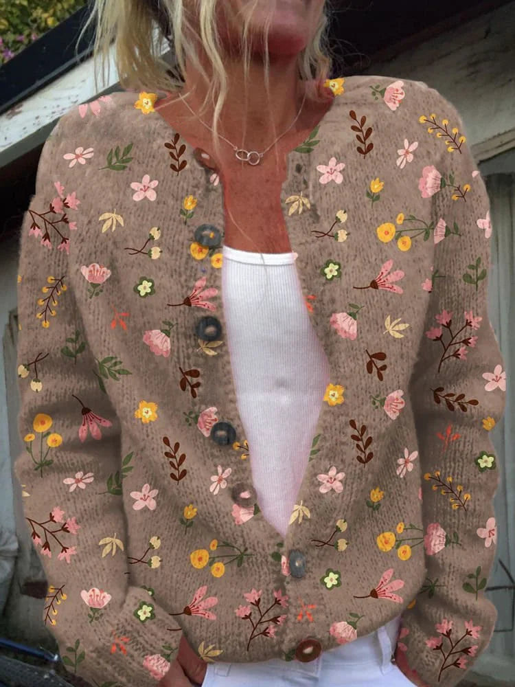 Flora – Gebloemde Knoopcardigan