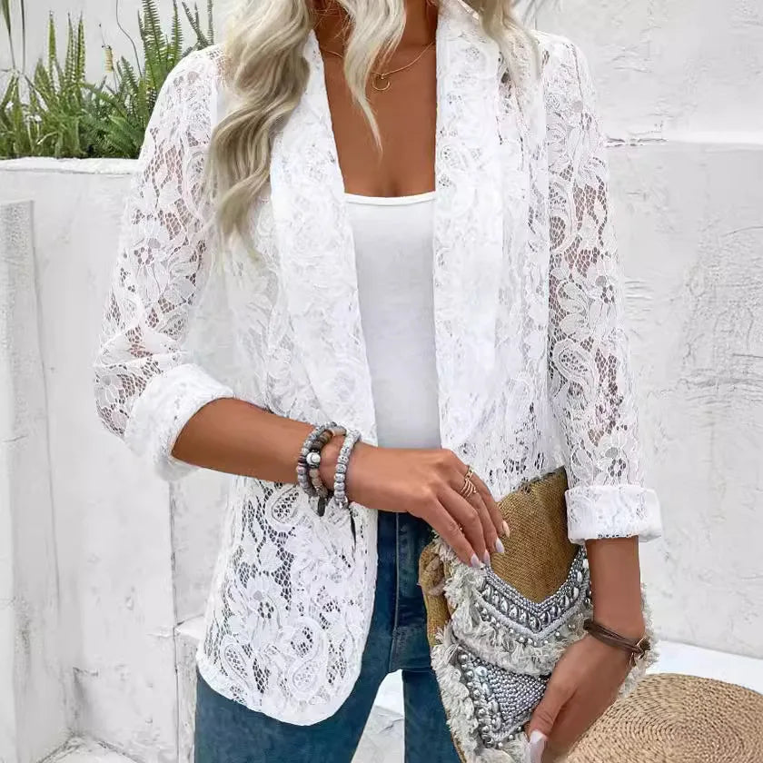 Luna Lace Blazer – Elegant Transparant Statement