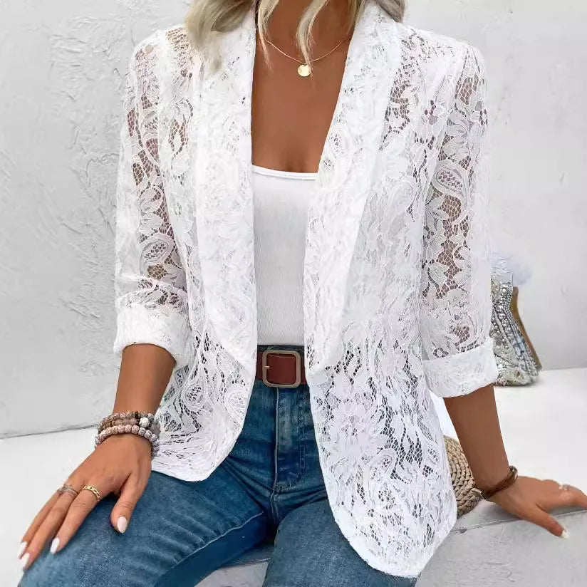 Luna Lace Blazer – Elegant Transparant Statement