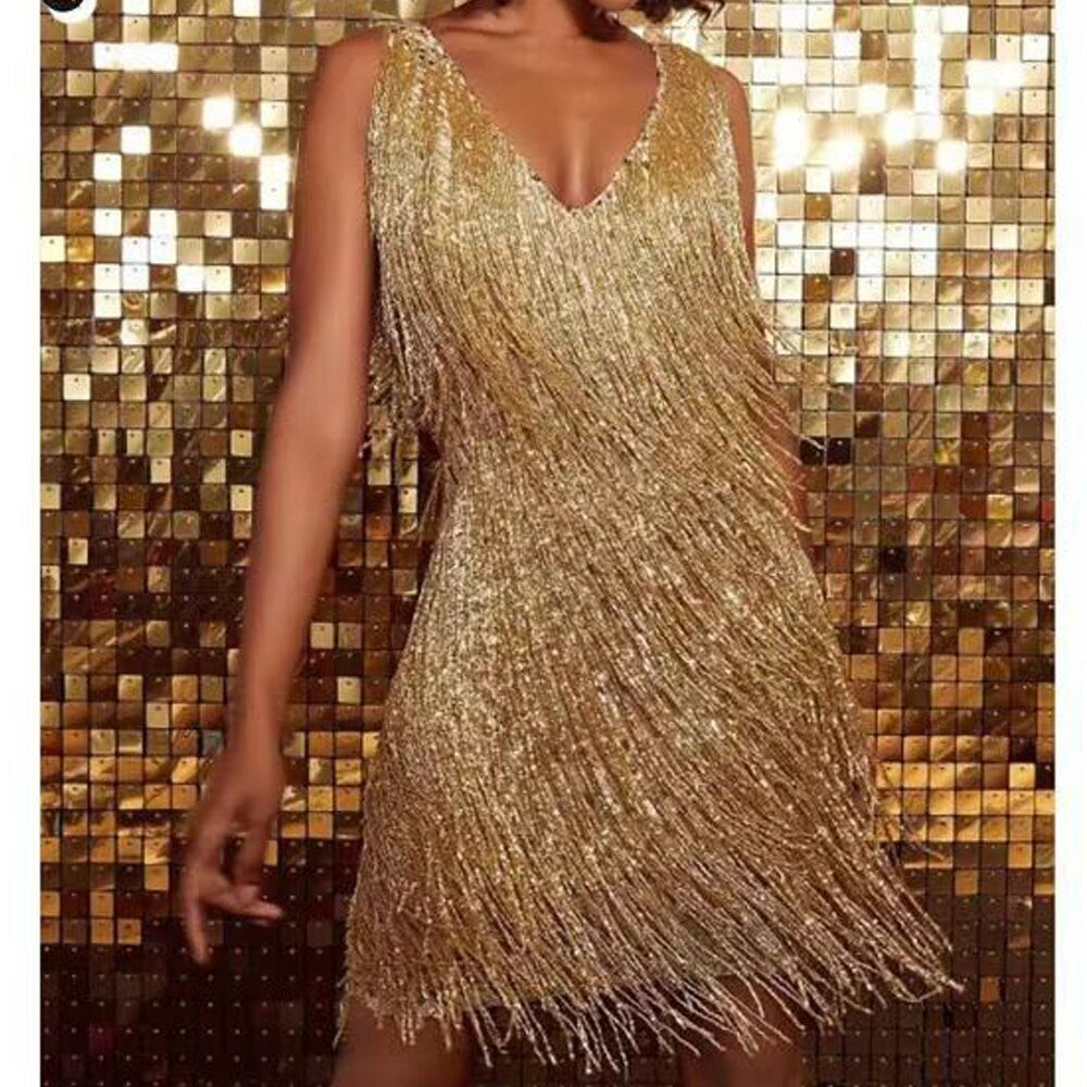 Glamora Fringe Dress – Stralend & Elegant in Beweging