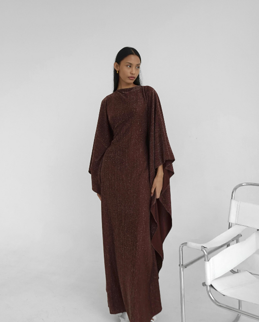 Serena Elegance Maxi Jurk – Luxe Vleermuisstijl voor Elke Speciale Gelegenheid