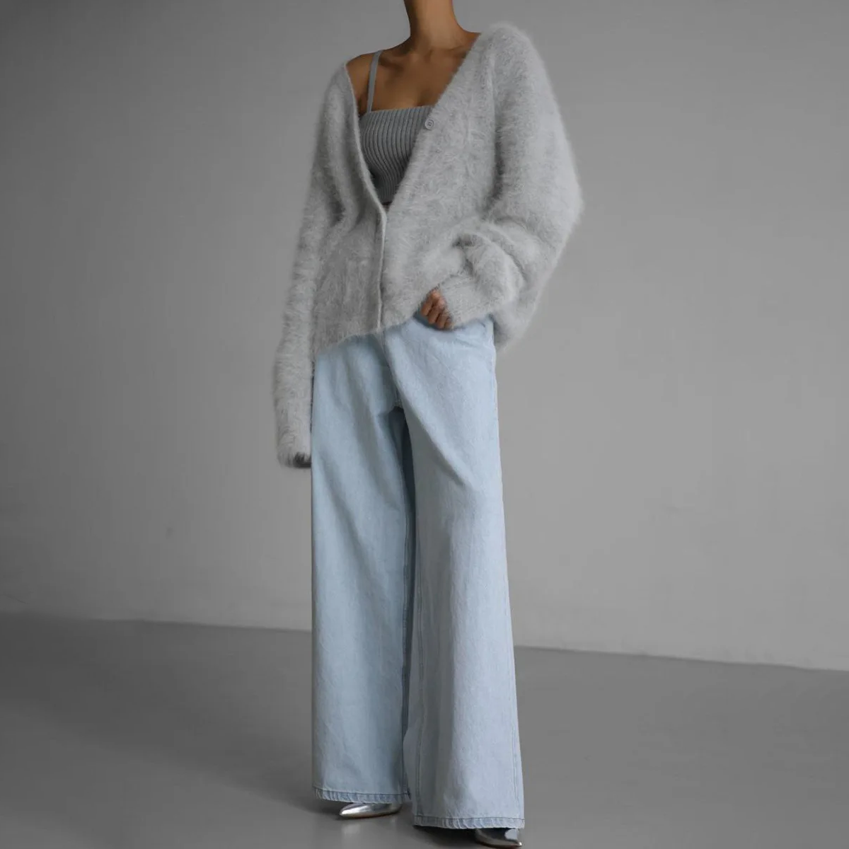 Mohairella – Oversized Damesvest met Knopen