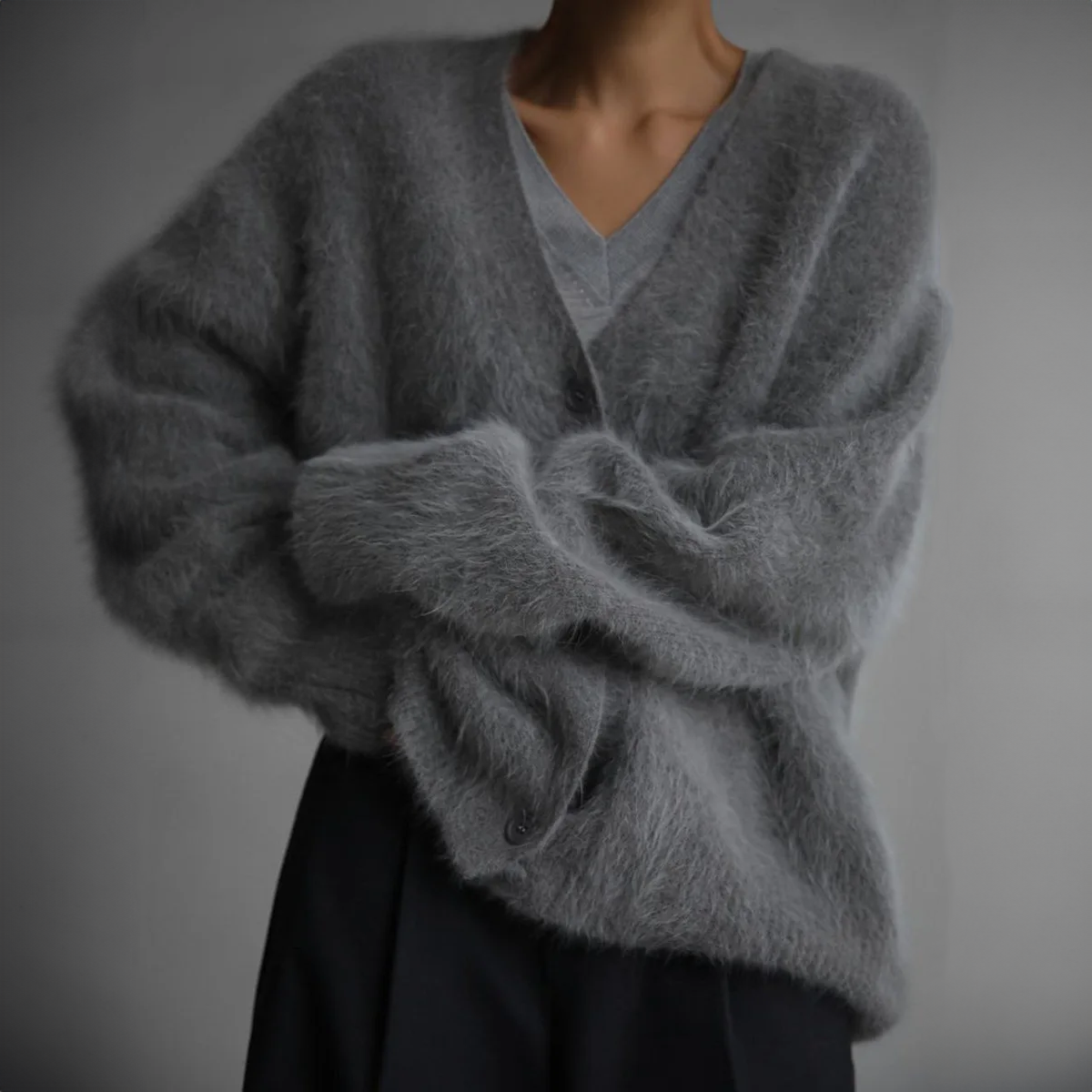 Mohairella – Oversized Damesvest met Knopen