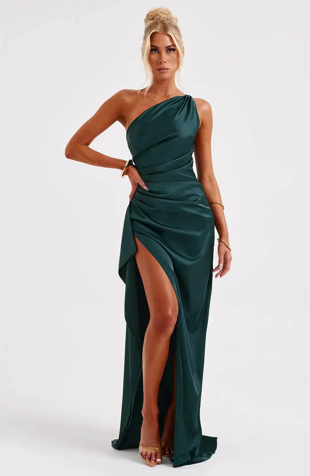 Velanora Luxe Satijnen One-Shoulder Avondjurk