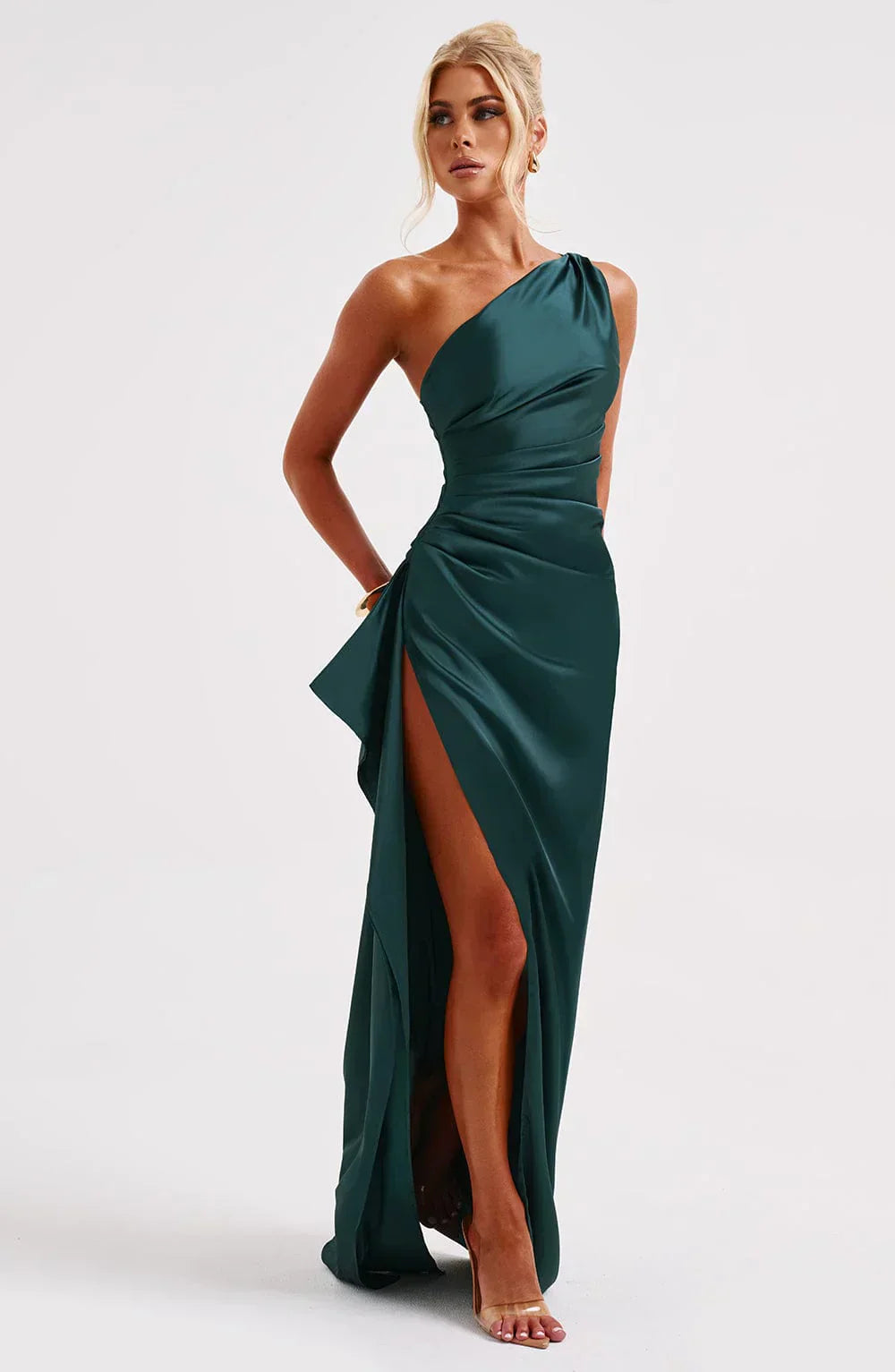 Velanora Luxe Satijnen One-Shoulder Avondjurk