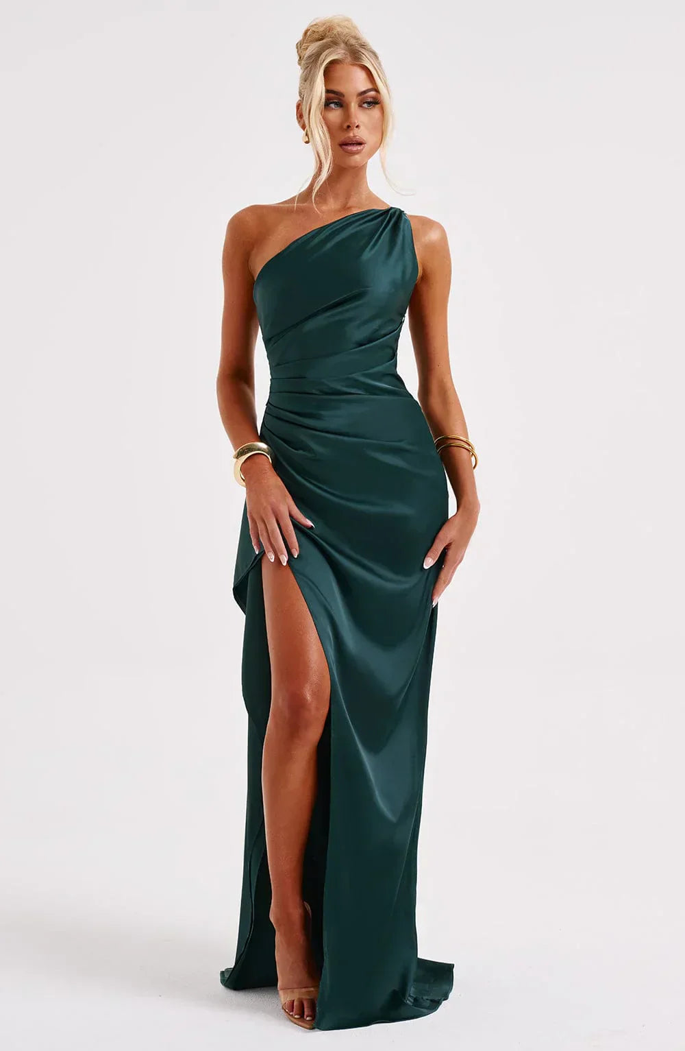 Velanora Luxe Satijnen One-Shoulder Avondjurk