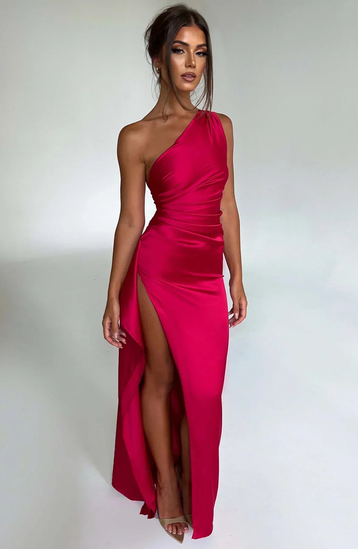 Velanora Luxe Satijnen One-Shoulder Avondjurk