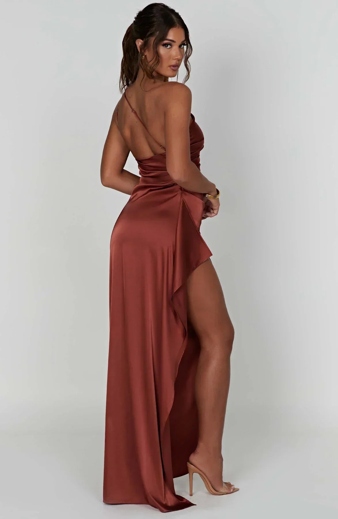 Velanora Luxe Satijnen One-Shoulder Avondjurk