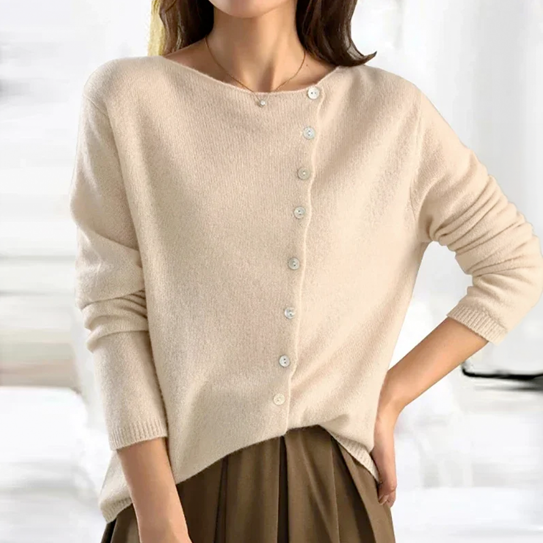 Livia – Gebreid Vest met Knopen