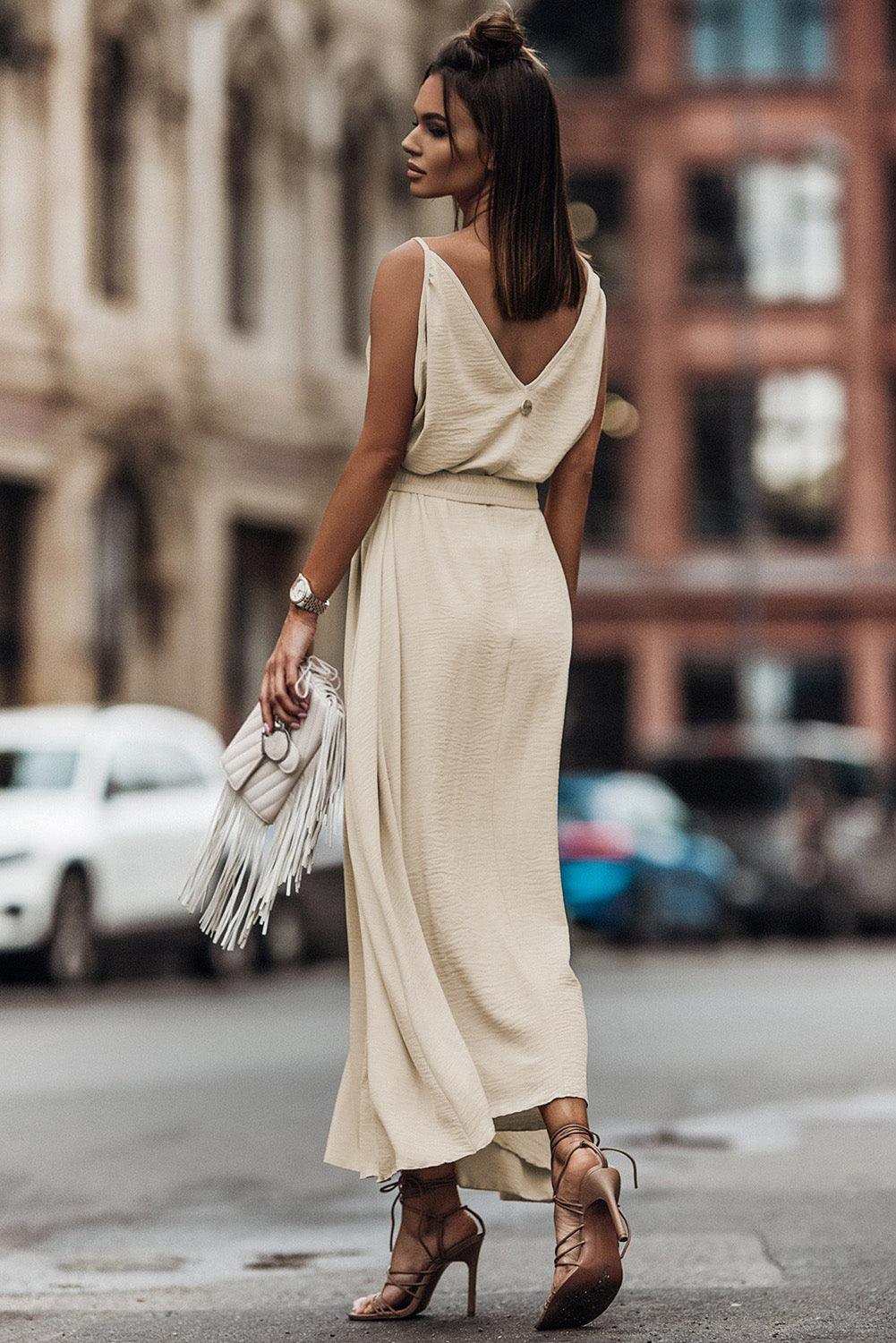 Graceful Maxi – De Perfecte V-hals Jurk voor Elke Gelegenheid