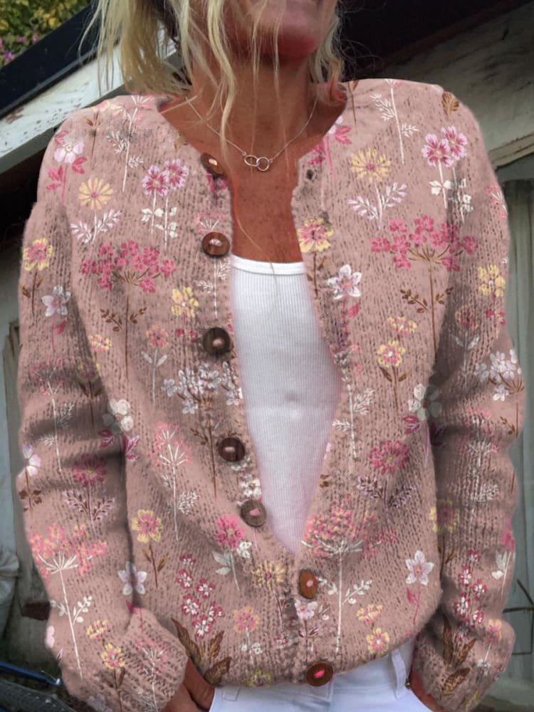 Flora – Gebloemde Knoopcardigan