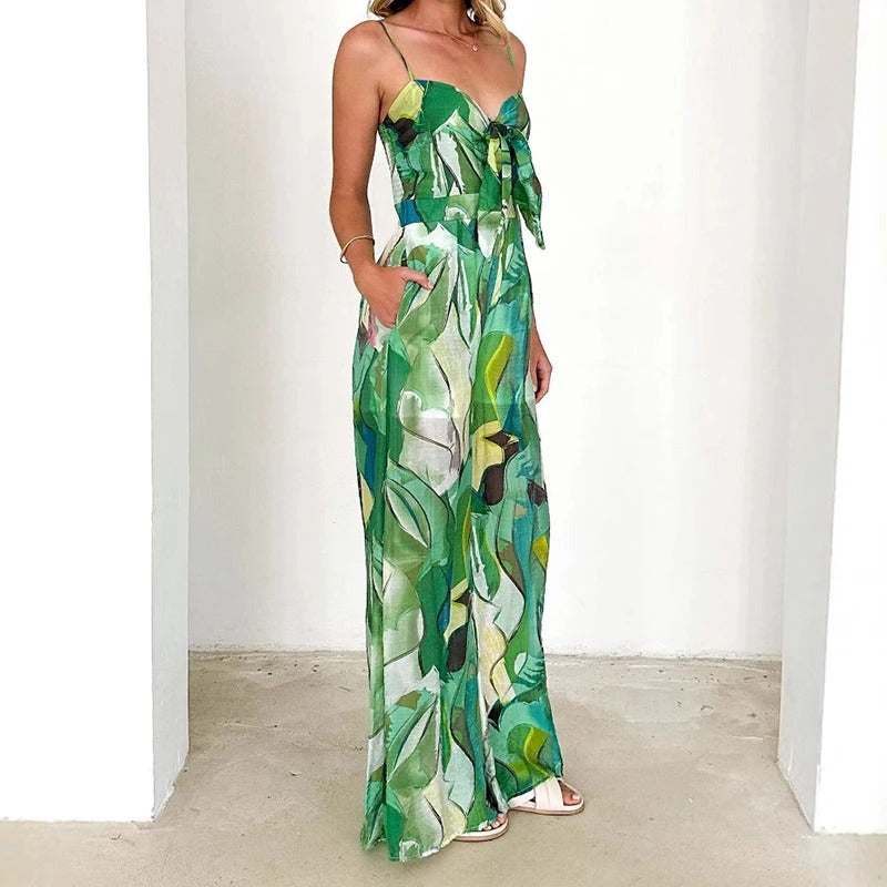 FloraVibe – Dames Floral Print V-Hals Jumpsuit