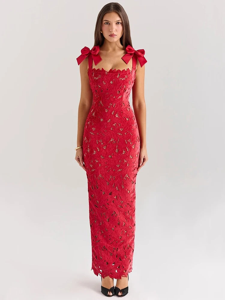 Isabella – Elegante Jurk met Strikdetail en Cut-Outs