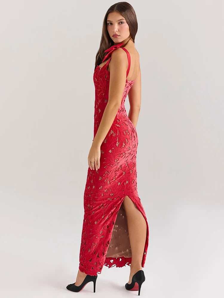 Isabella – Elegante Jurk met Strikdetail en Cut-Outs