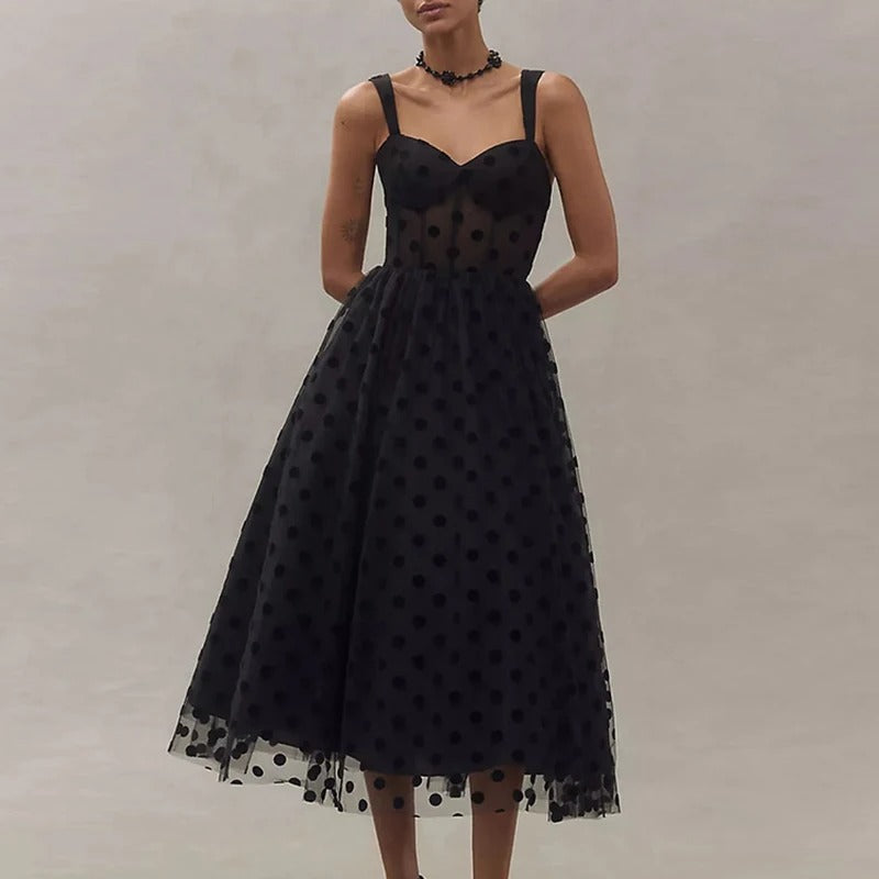 VivaDots – Elegante V-hals Avondjurk met Polka Dots