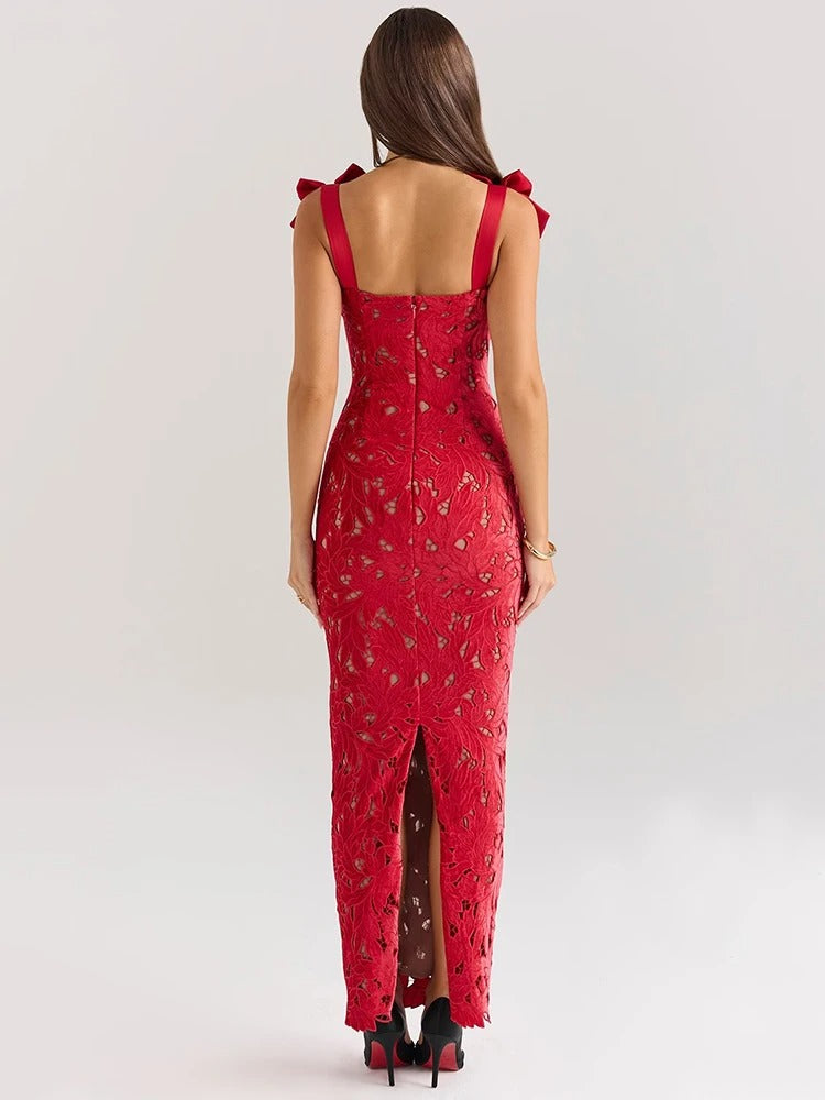 Isabella – Elegante Jurk met Strikdetail en Cut-Outs