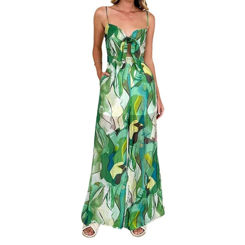 FloraVibe – Dames Floral Print V-Hals Jumpsuit