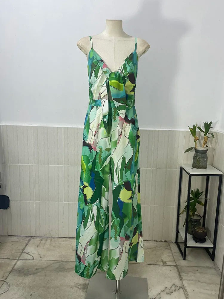 FloraVibe – Dames Floral Print V-Hals Jumpsuit
