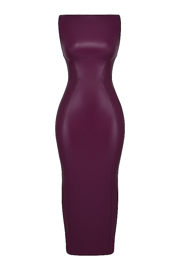 Aurora Noir – Vegan Leren Maxi-Jurk met Luxe Pasvorm