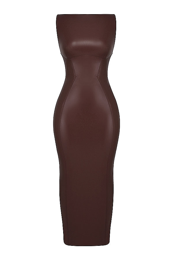 Aurora Noir – Vegan Leren Maxi-Jurk met Luxe Pasvorm