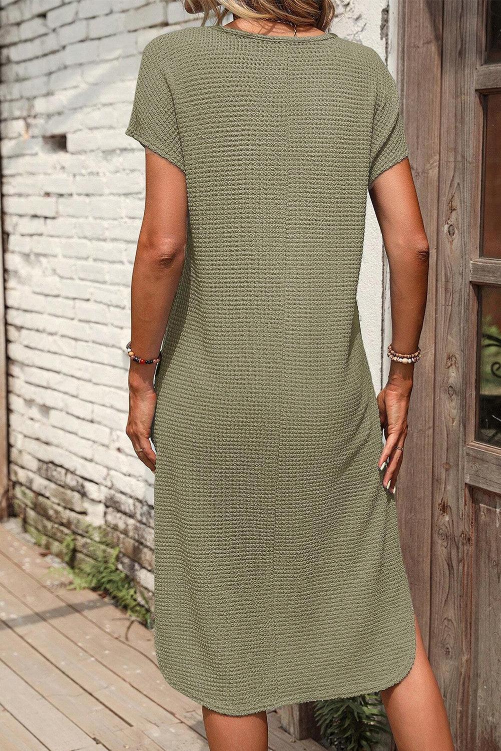 Waffle Chic T-shirt Dress – Comfort en Stijl in Één