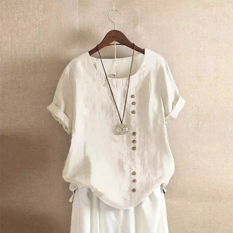 Nina – Elegante Katoenen Blouse met Knoopdetails