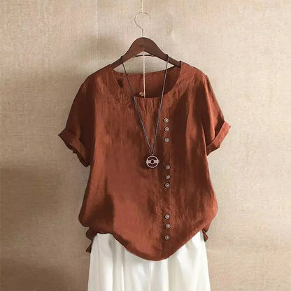Nina – Elegante Katoenen Blouse met Knoopdetails