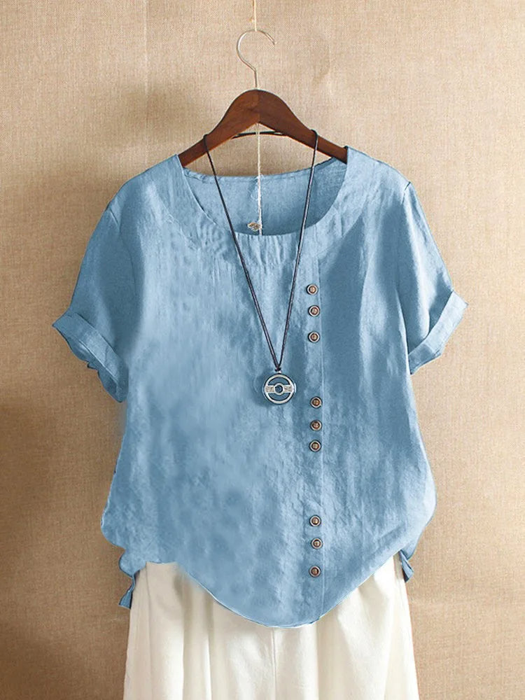 Nina – Elegante Katoenen Blouse met Knoopdetails