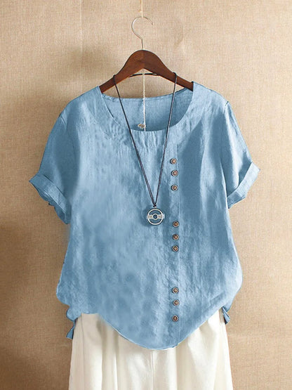 Nina – Elegante Katoenen Blouse met Knoopdetails