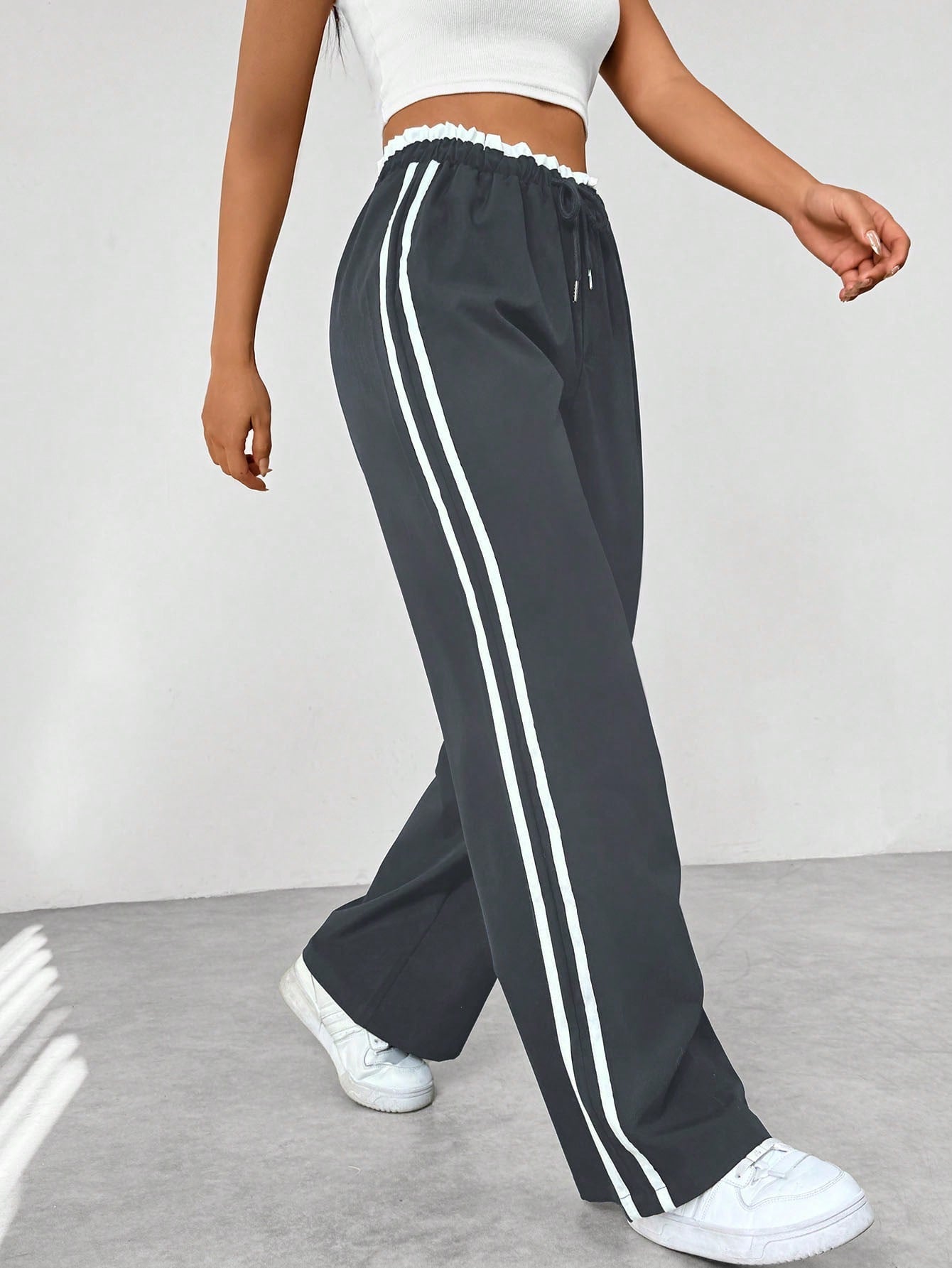 Modara Luxe Sporty Wide-Leg Broek