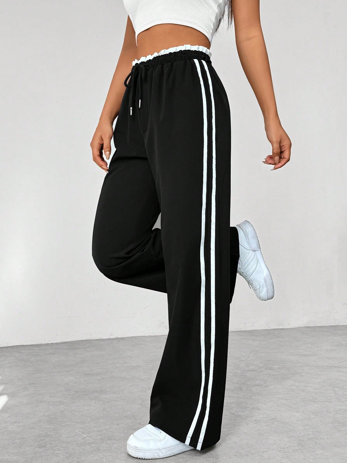 Modara Luxe Sporty Wide-Leg Broek