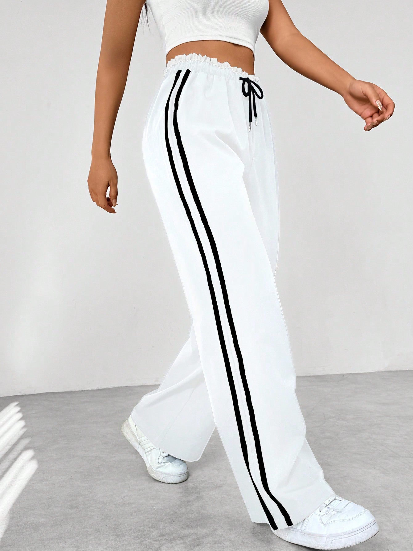 Modara Luxe Sporty Wide-Leg Broek