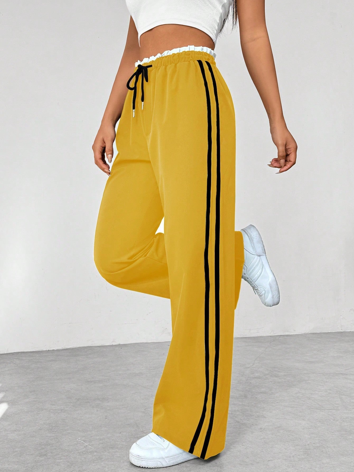 Modara Luxe Sporty Wide-Leg Broek