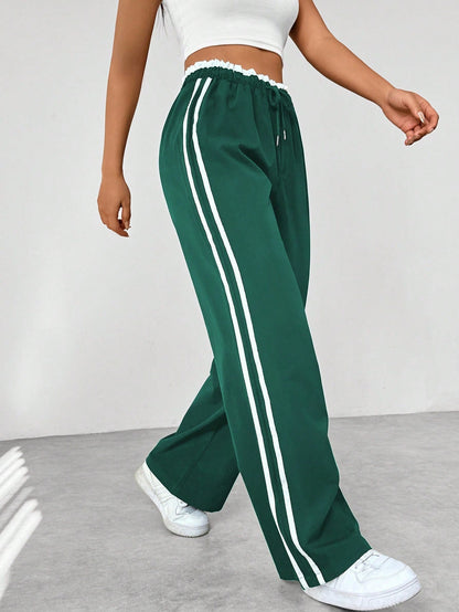 Modara Luxe Sporty Wide-Leg Broek