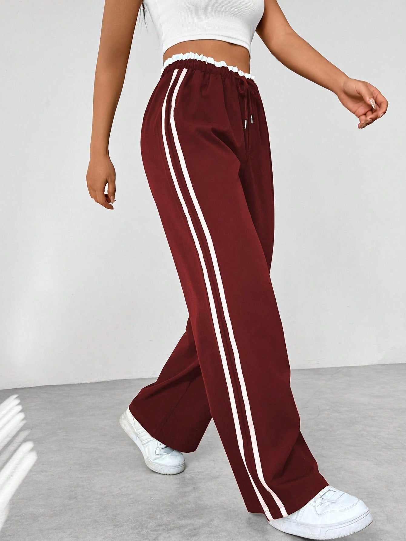 Modara Luxe Sporty Wide-Leg Broek