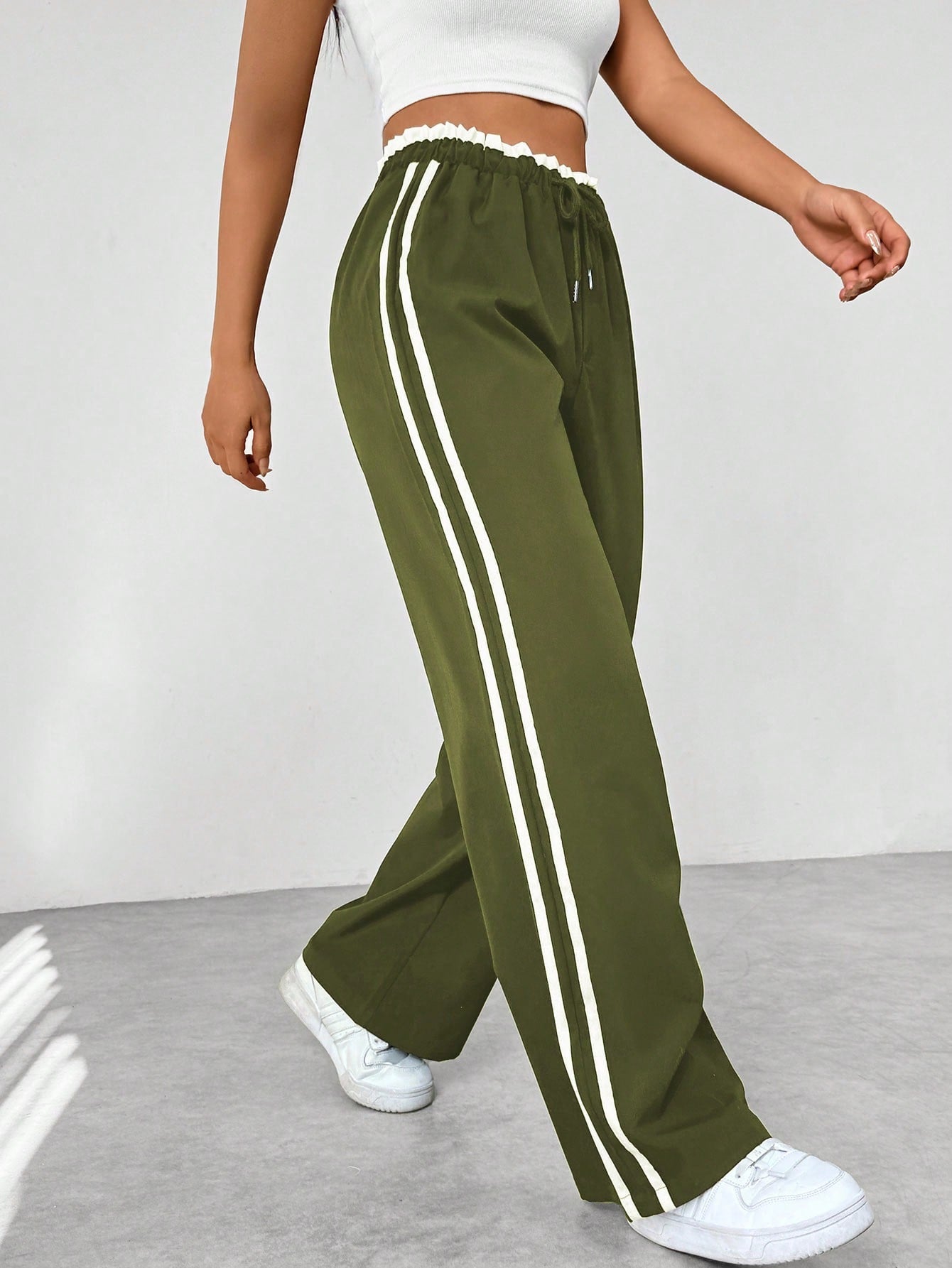 Modara Luxe Sporty Wide-Leg Broek