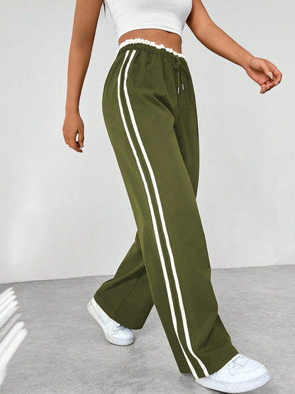 Modara Luxe Sporty Wide-Leg Broek