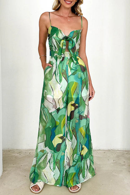 FloraVibe – Dames Floral Print V-Hals Jumpsuit