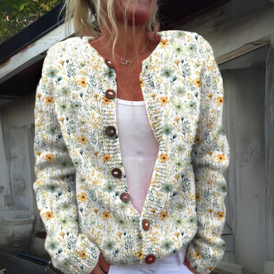 Flora – Gebloemde Knoopcardigan