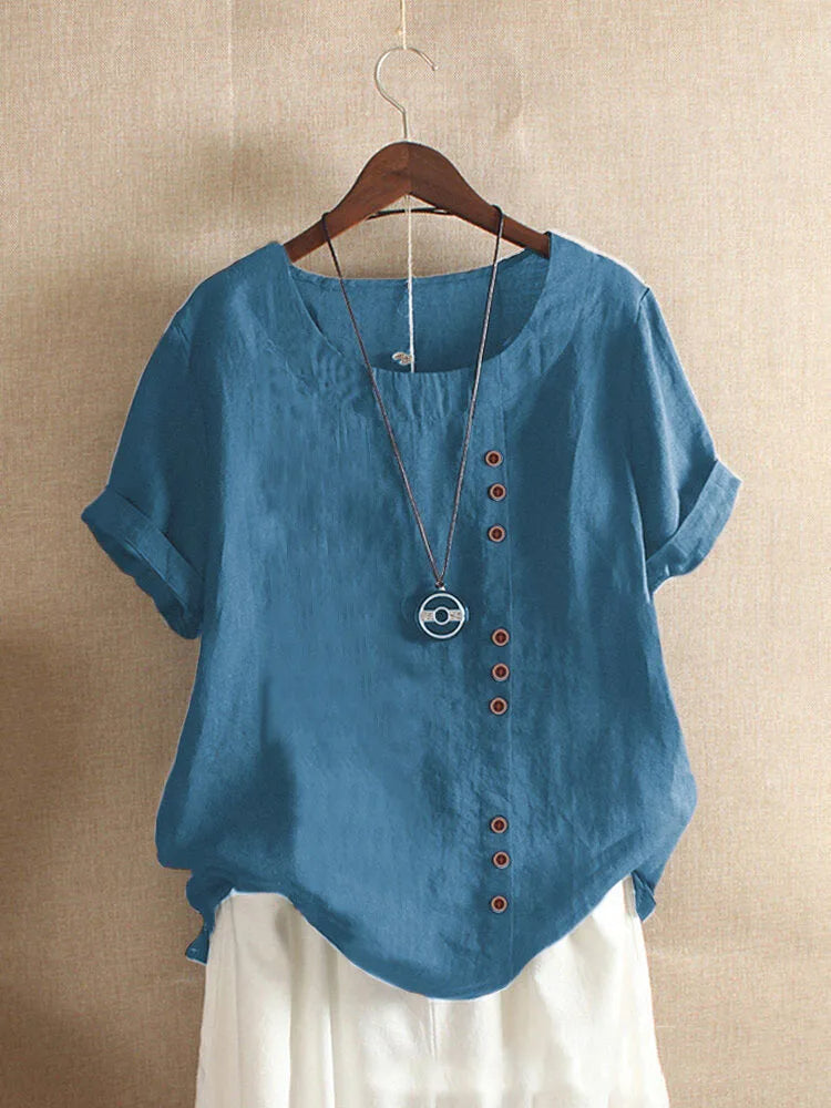 Nina – Elegante Katoenen Blouse met Knoopdetails