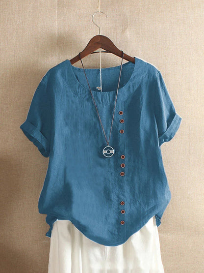 Nina – Elegante Katoenen Blouse met Knoopdetails