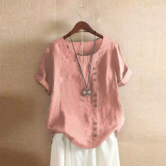 Nina – Elegante Katoenen Blouse met Knoopdetails