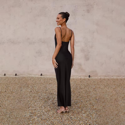 Luna Luxe Satijnen Maxi-Jurk – Stralende Elegantie