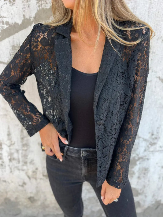 Luna Lace Blazer – Elegant Transparant Statement