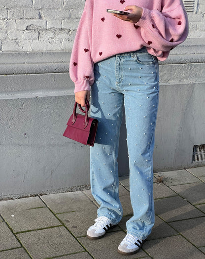 Pearl Elegance Denim – Tijdloos met een Glansje