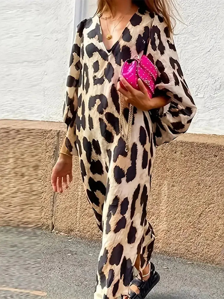 Elena – Midi-jurk met Luipaardprint